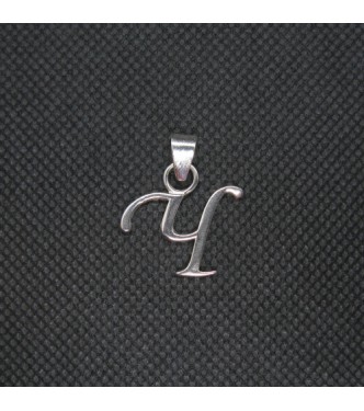 PE001447 Sterling Silver Pendant Charm Letter Ч Cyrillic Solid Genuine Hallmarked 925